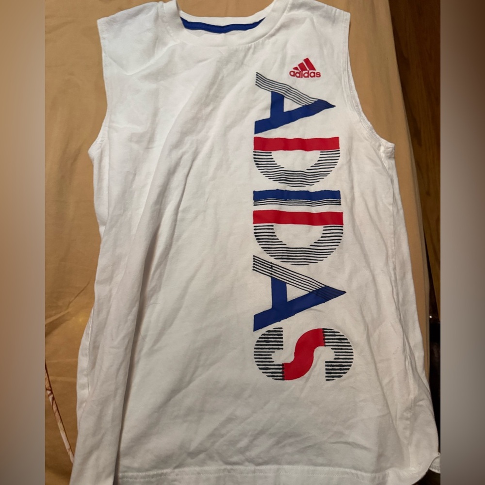 Adidas boys size M 10-12 tank top  red white and blue